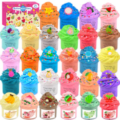 Fumeetplax 28-pack butter slimes with fruit charms for creative color mixing