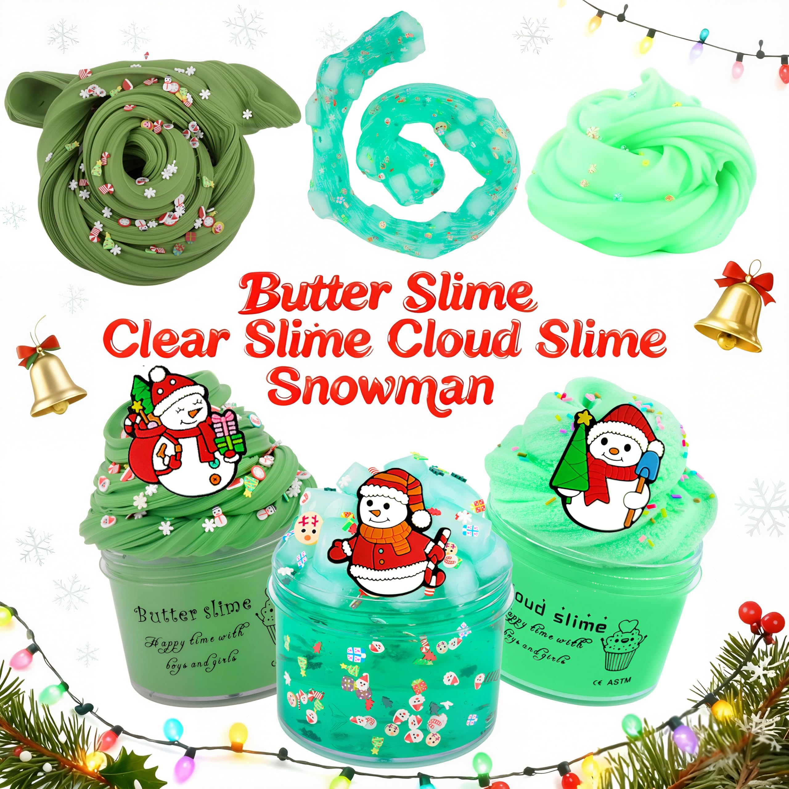 Fumeetplax Snowman Kit butter slime offers smooth, glossy surfaces for detailed features.