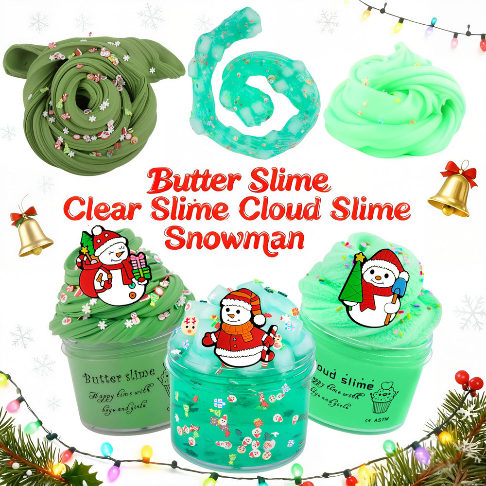 Fumeetplax Snowman Kit butter slime offers smooth, glossy surfaces for detailed features.