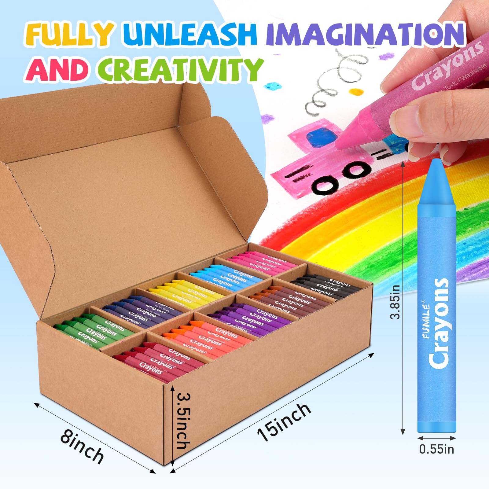 FUMILE 10 bright colors crayons for vibrant toddler art.
