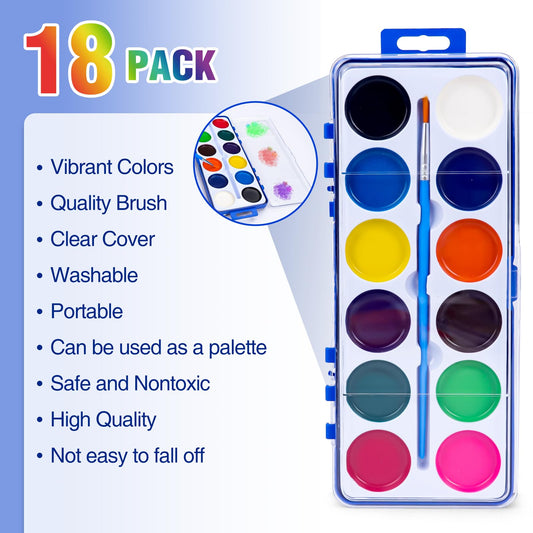 FUMILE 12-colors watercolor paints showing bright hues for color mixing.