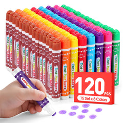 FUMILE 120-pcs dot markers bulk pack for vibrant, mess-free art sessions.