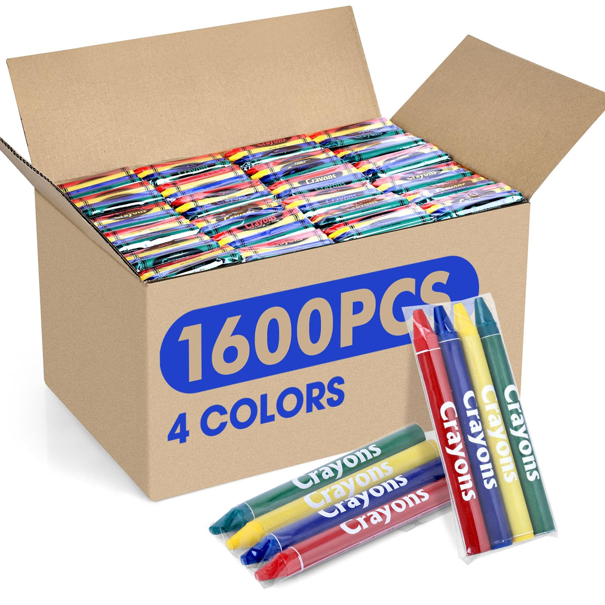 FUMILE 1600-count crayon bulk pack with vibrant colors for classrooms and events.