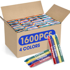 FUMILE 1600-count crayon bulk pack with vibrant colors for classrooms and events.