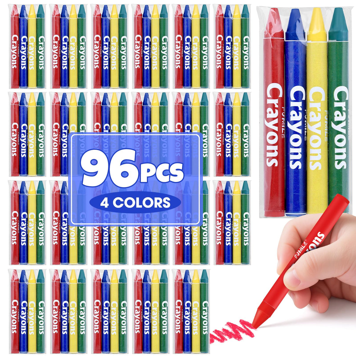 FUMILE 96-count bulk crayons for classrooms and events.