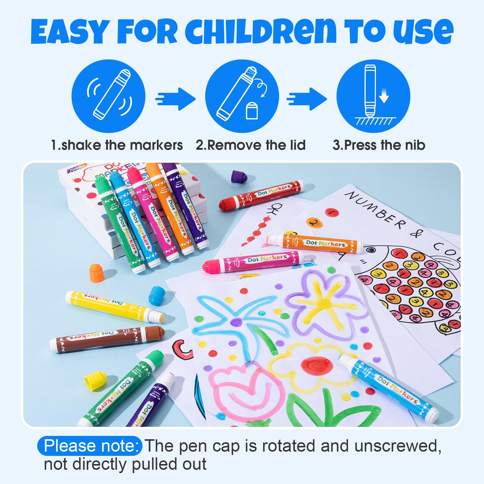FUMILE non-toxic bingo markers ensure safe play for kids.