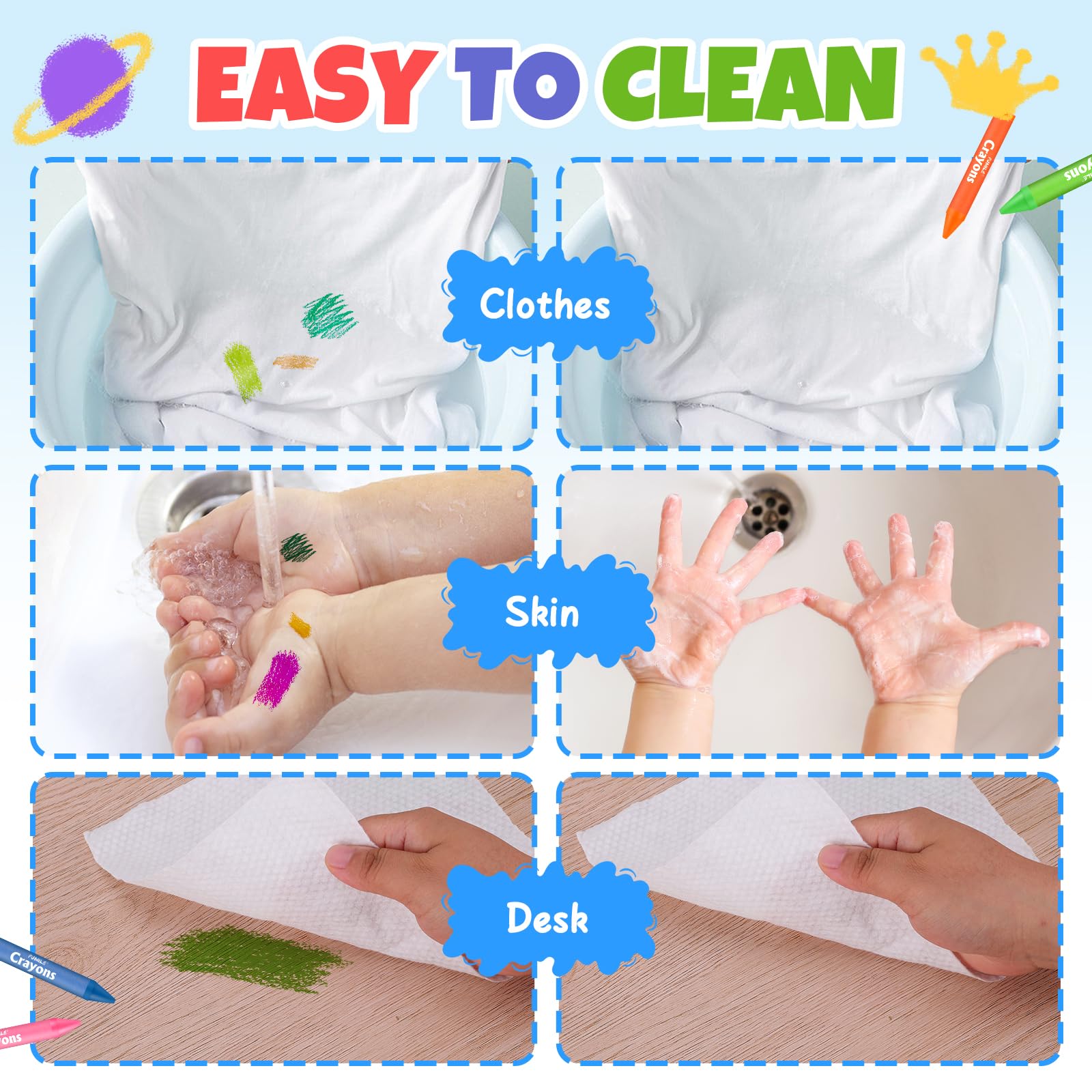 FUMILE non-toxic toddler crayons safe for small hands.