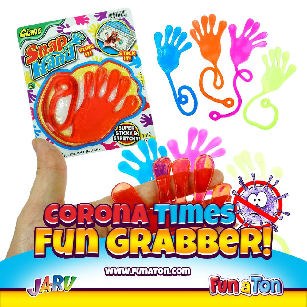 Fun a Ton giant snap hand on-wall display shows durable stretch and wall-ready fun.
