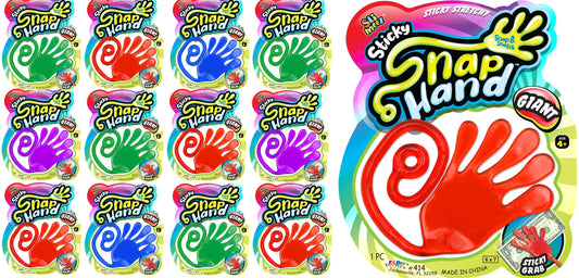 Fun A Ton giant sticky hand in assorted colors for wall play and tactile fun.