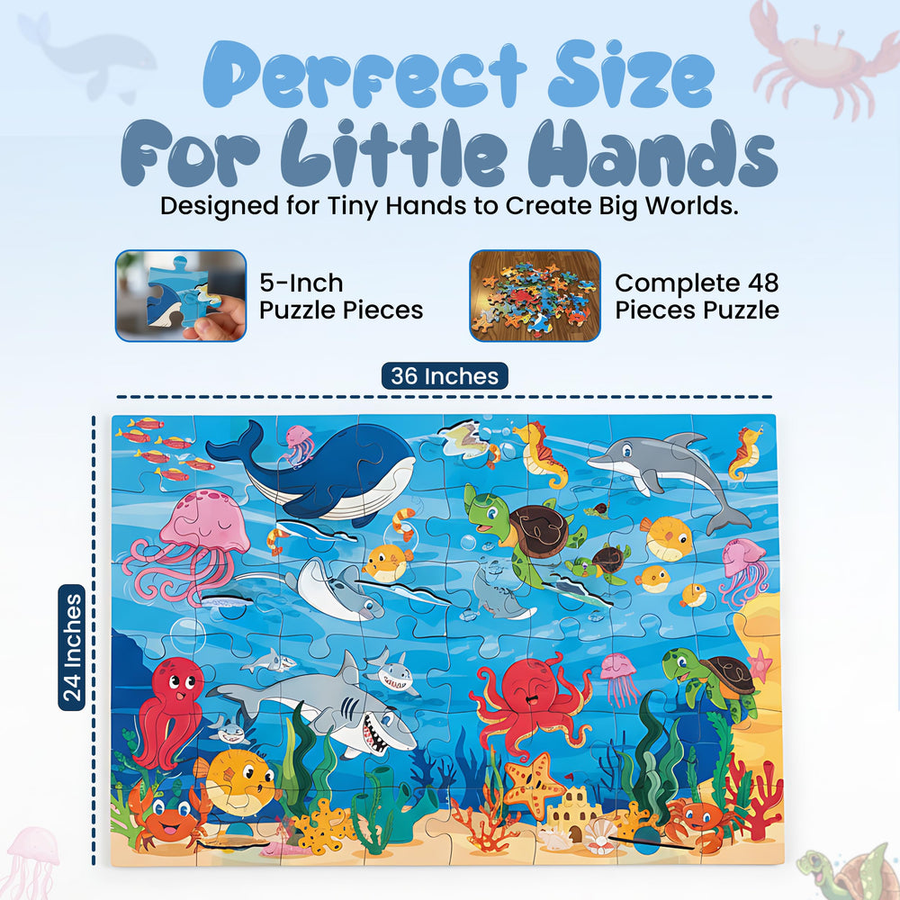 Fun Crafts International 5-inch puzzle pieces offer easy grip and frustration-free assembly.