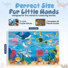 Fun Crafts International 5-inch puzzle pieces offer easy grip and frustration-free assembly.