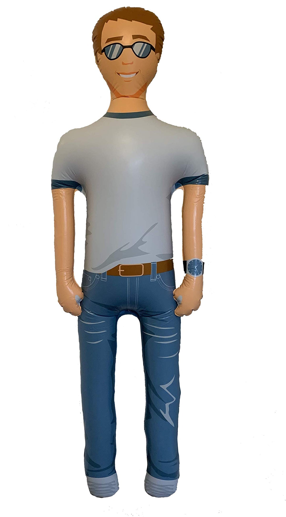 FUN Delivery Man Akin 6-foot inflatable stands tall, creating a dramatic party focal point.