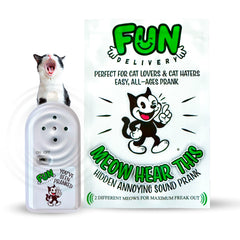 FUN delivery Meow Hear This device hidden under a desk delivers realistic meows.