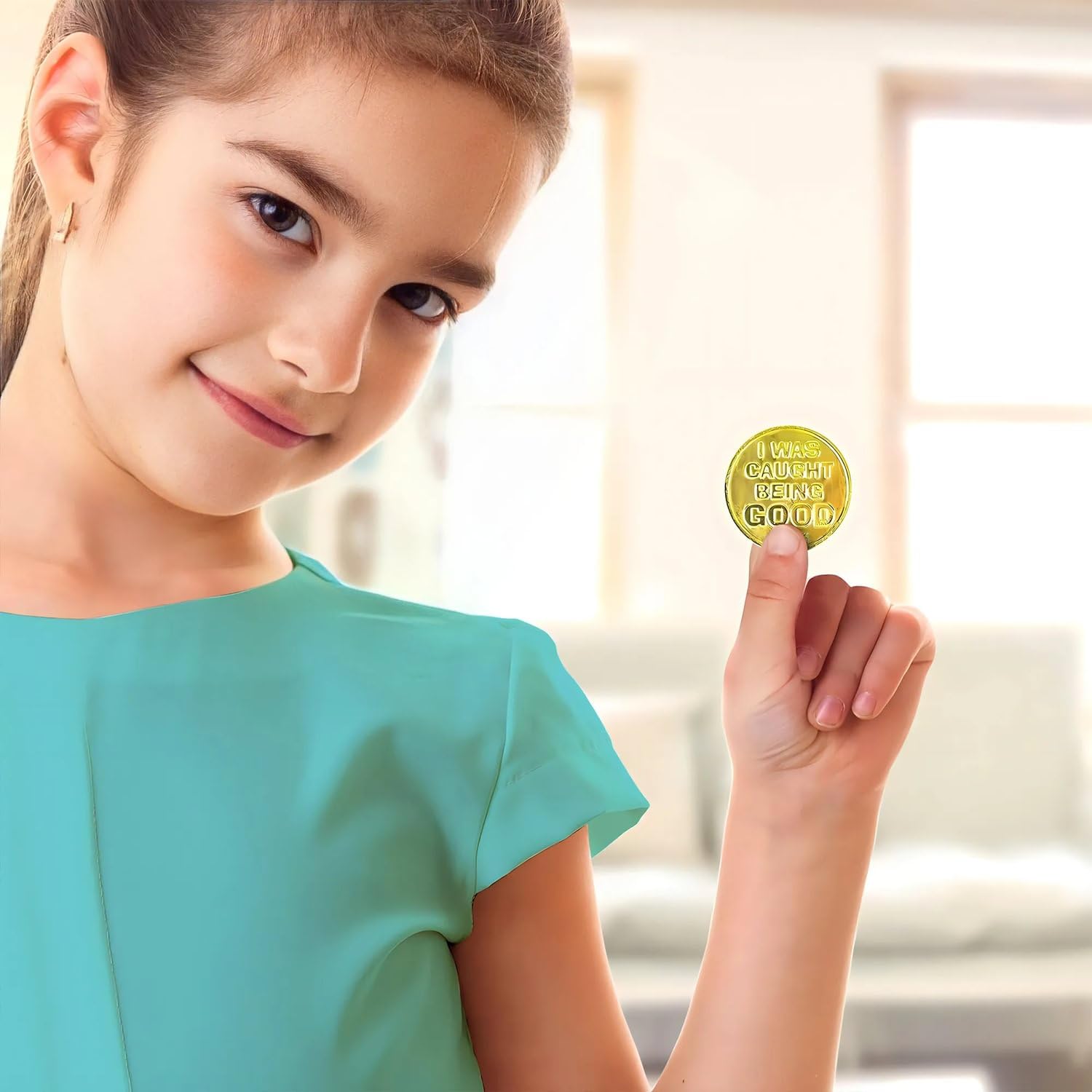 Fun Express Caught Being Good coins in a classroom treasure chest for motivation.