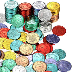 Fun Express Caught Being Good coins, coin in hand, ideal for instant classroom rewards.