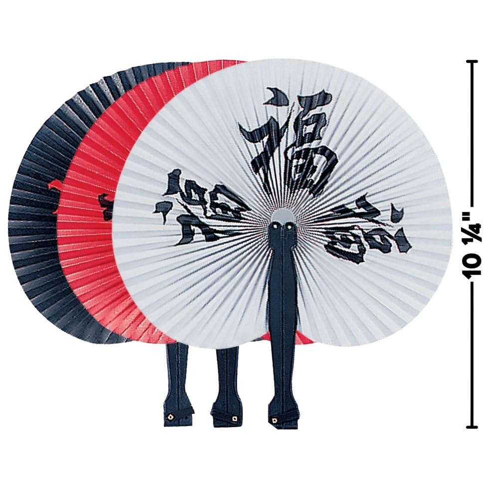 Fun Express hand-painted Chinese character fans on bamboo frames, durable and decorative for events.