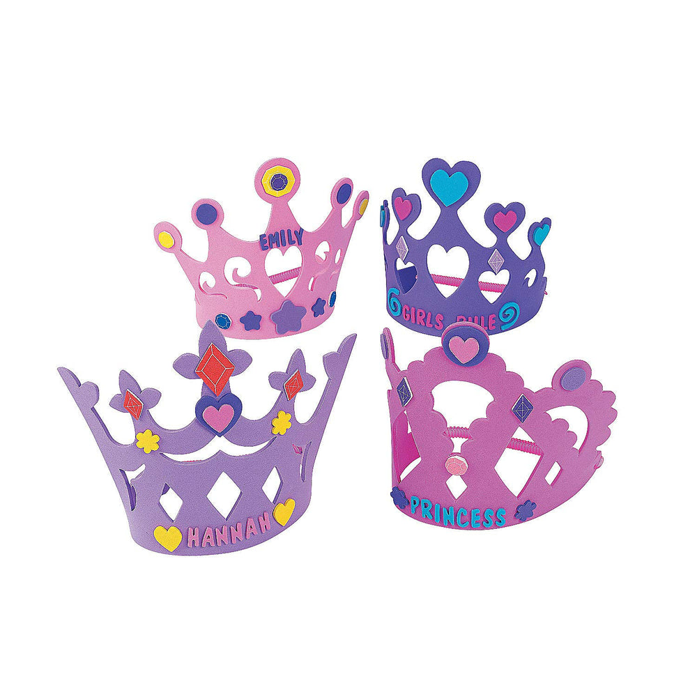 Fun Express DIY foam princess crowns kit for creative party crafts