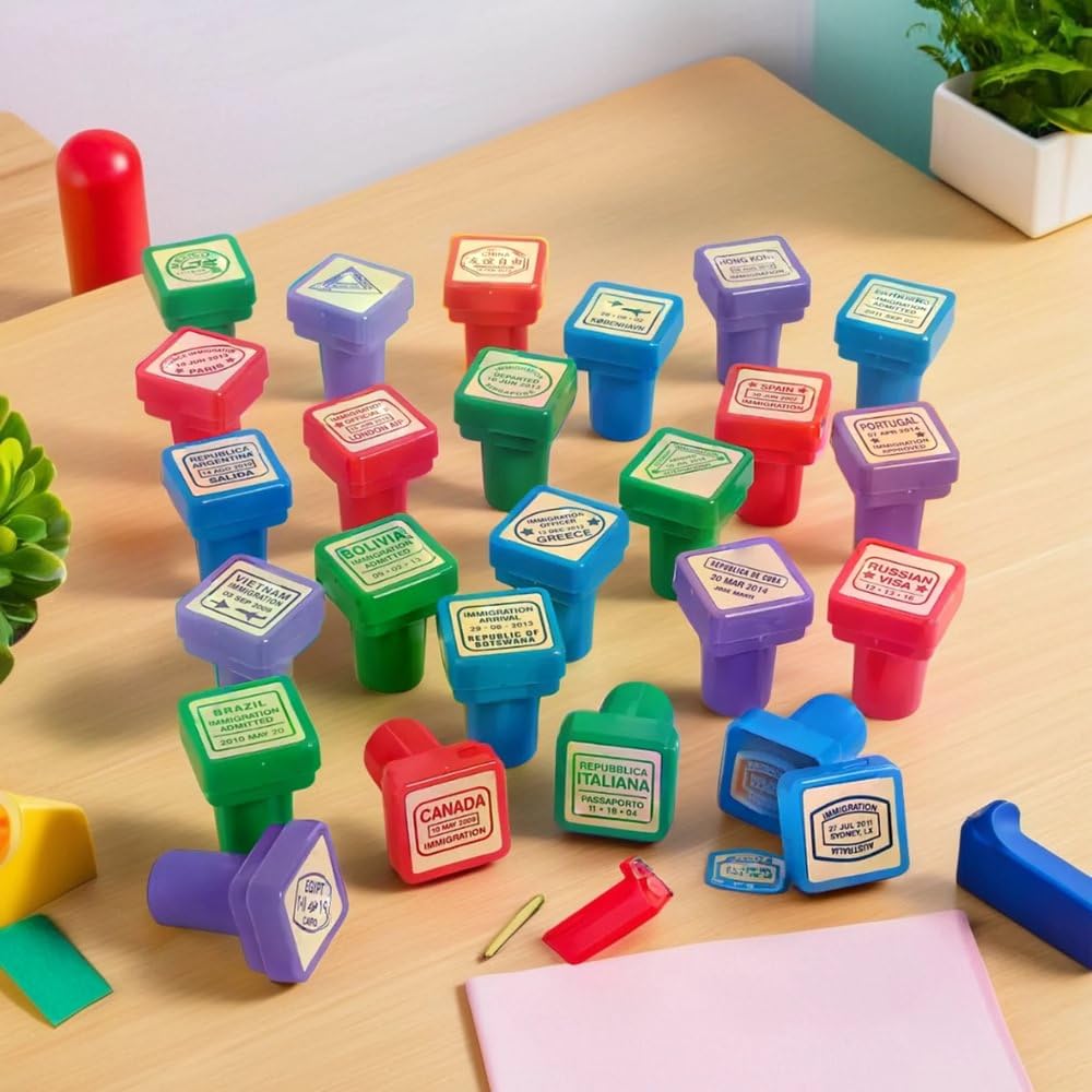 Fun Express educational stampers for kids to explore geography