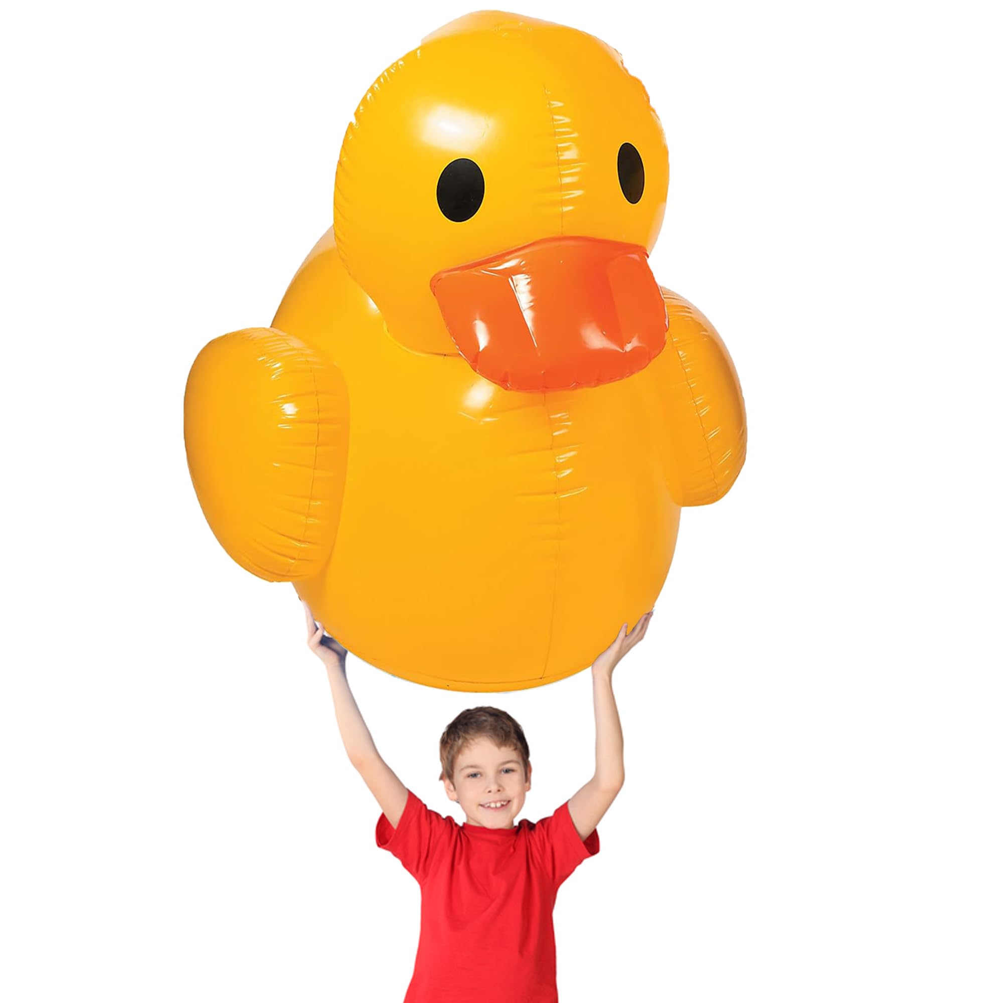Fun Express giant inflatable rubber duck pool float, durable for repeated outdoor use.