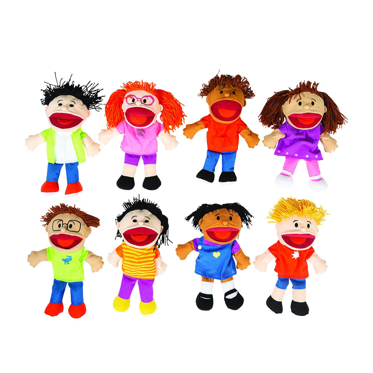 Fun Express hand puppets front view for engaging classroom storytelling