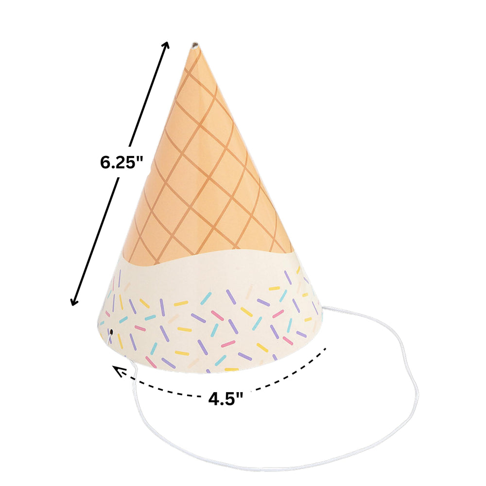 Front view of Fun Express ice cream cone hats adding whimsy to parties