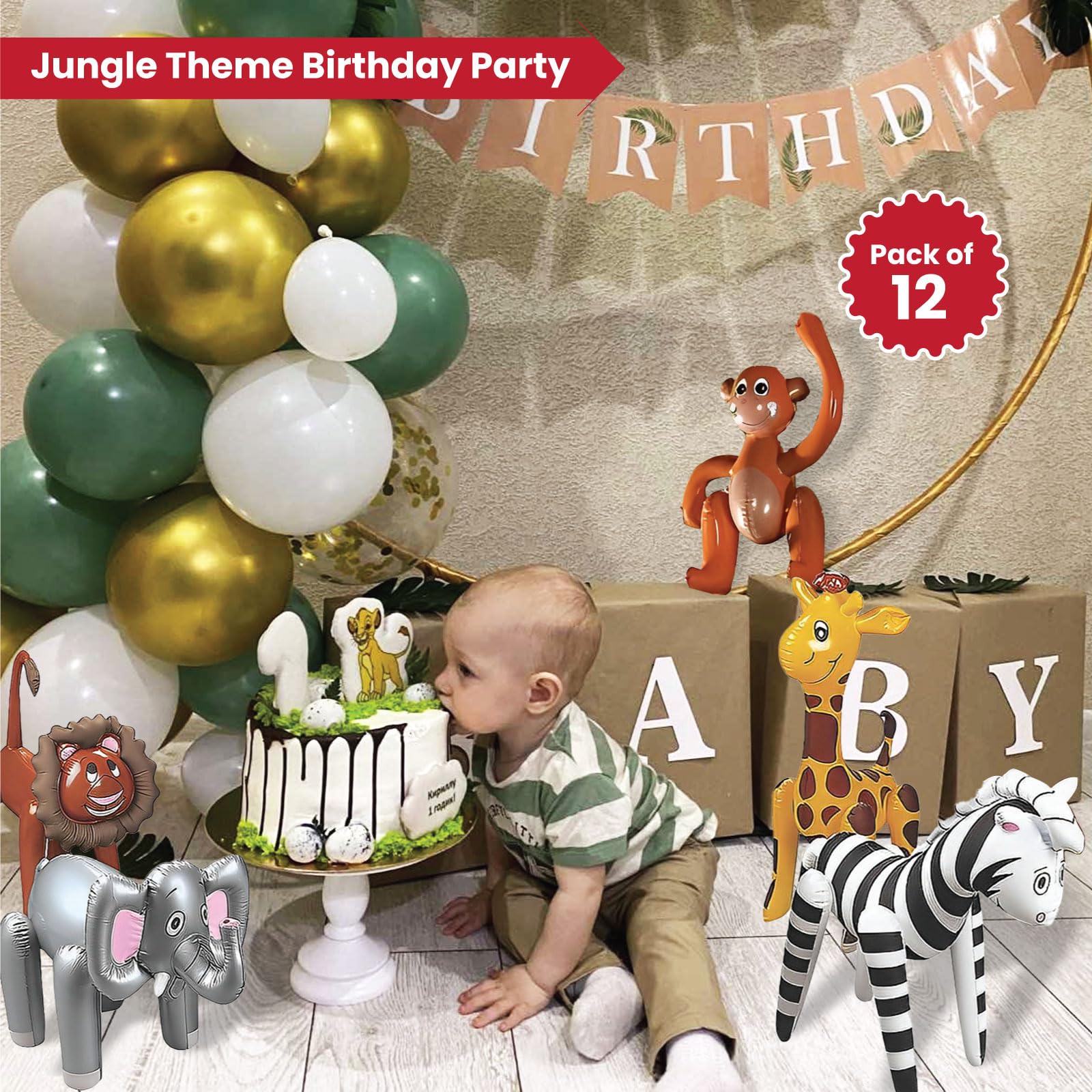 Fun Express inflatable tiger adds energy to jungle parties.