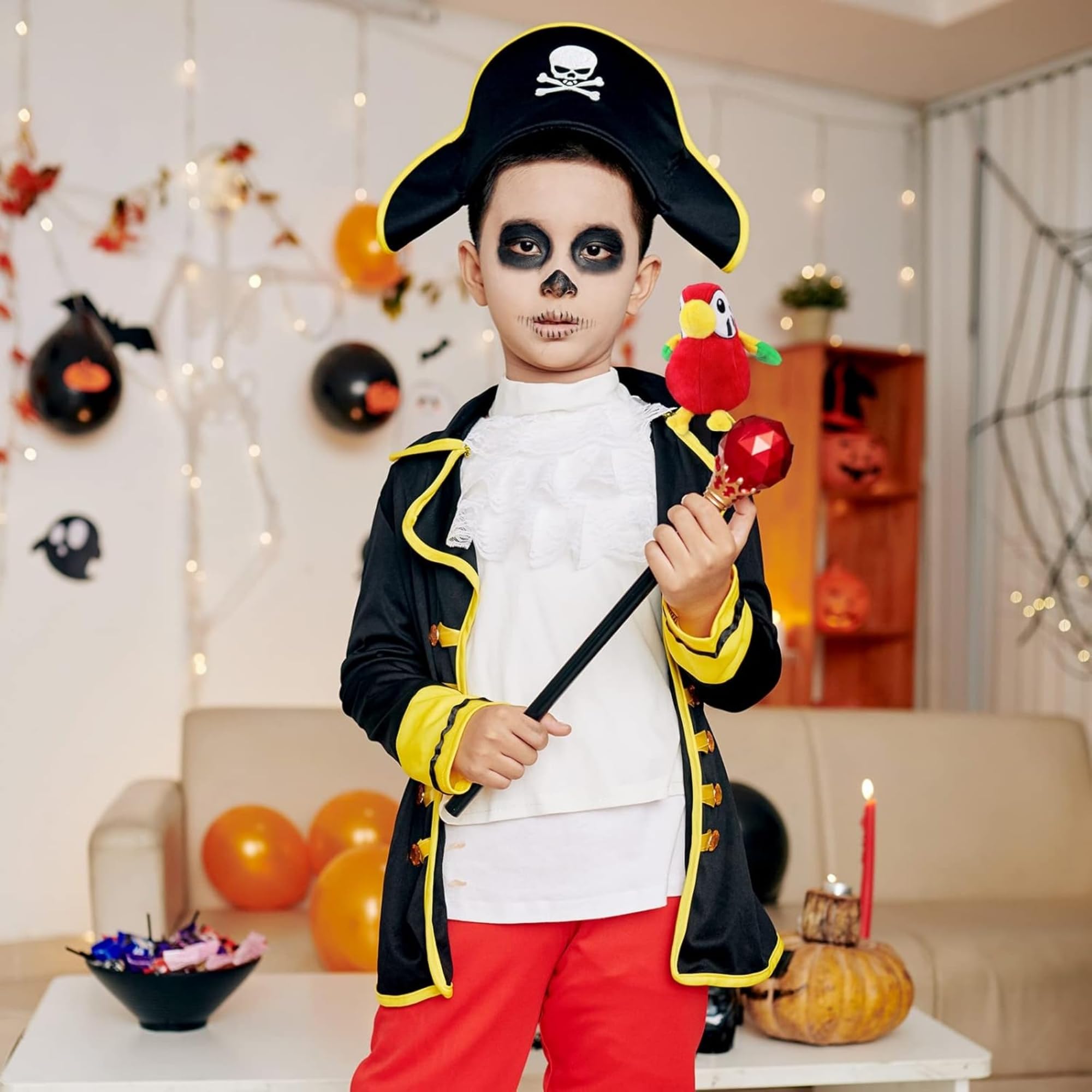 Fun Express pirate-costume parrot-charm adds playful flair to Halloween outfits.