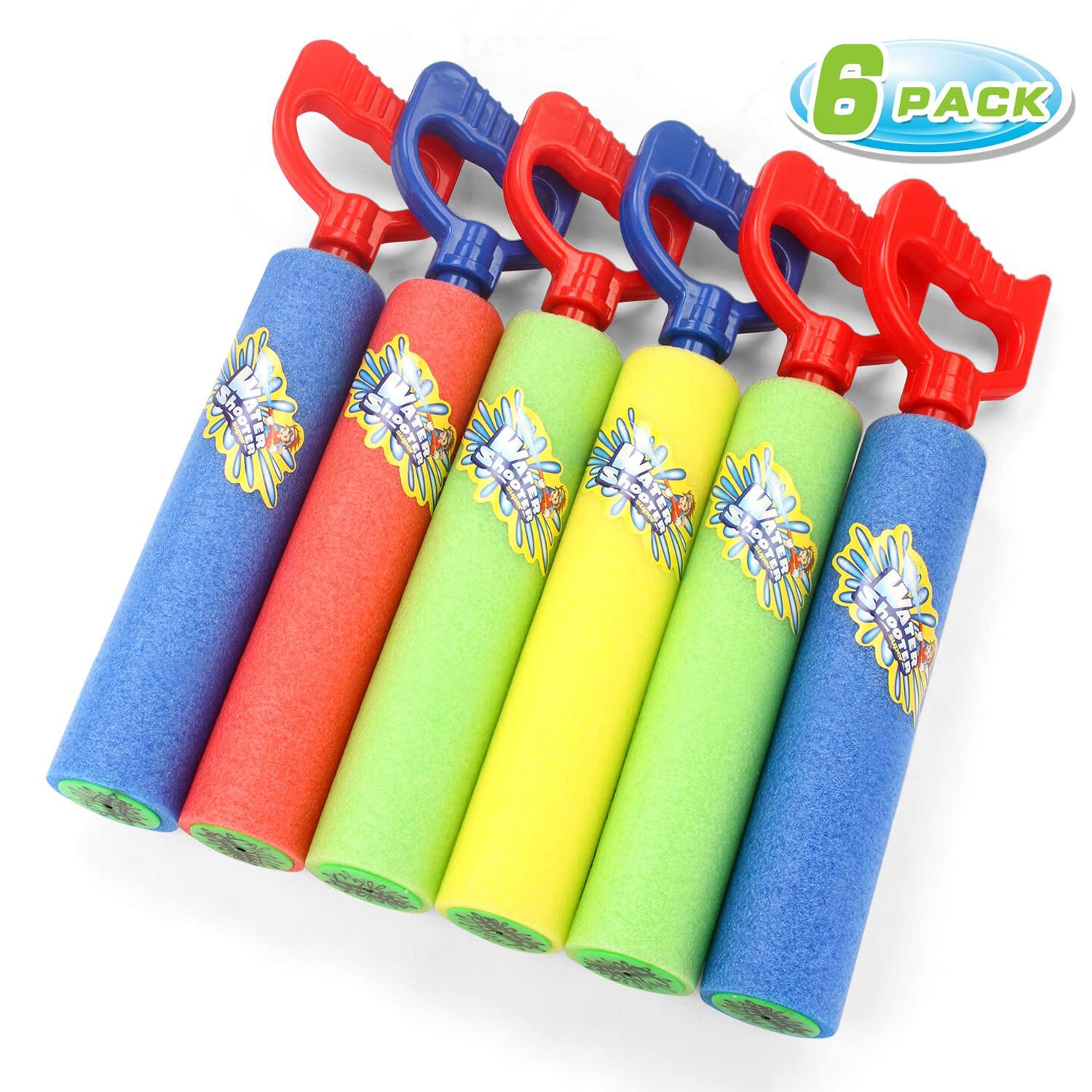 Fun-Here water guns 6-pack in bright colors for pool play and backyard battles.