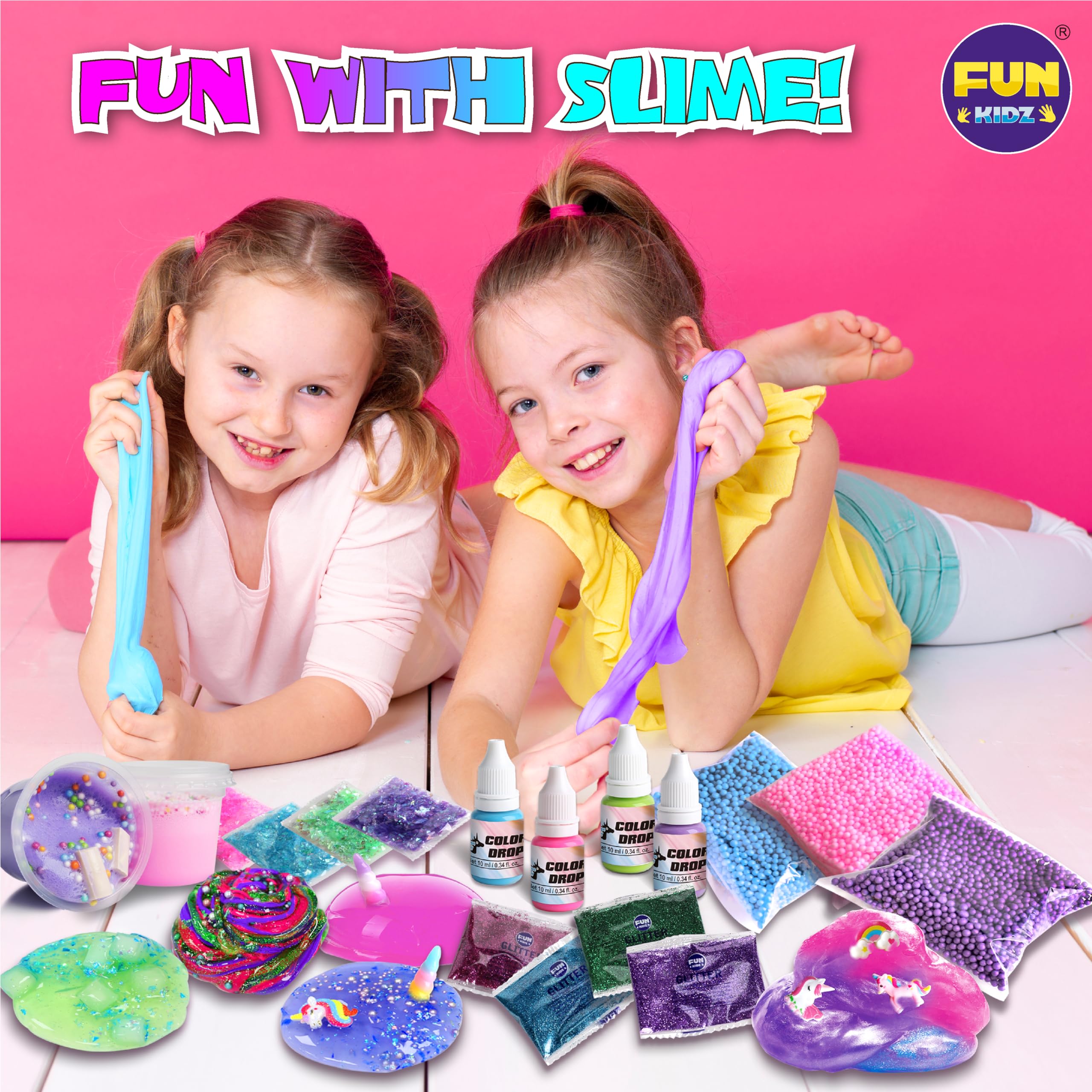 FUN KIDZ foam slime poofs create fluffy, cloud-like swirls.