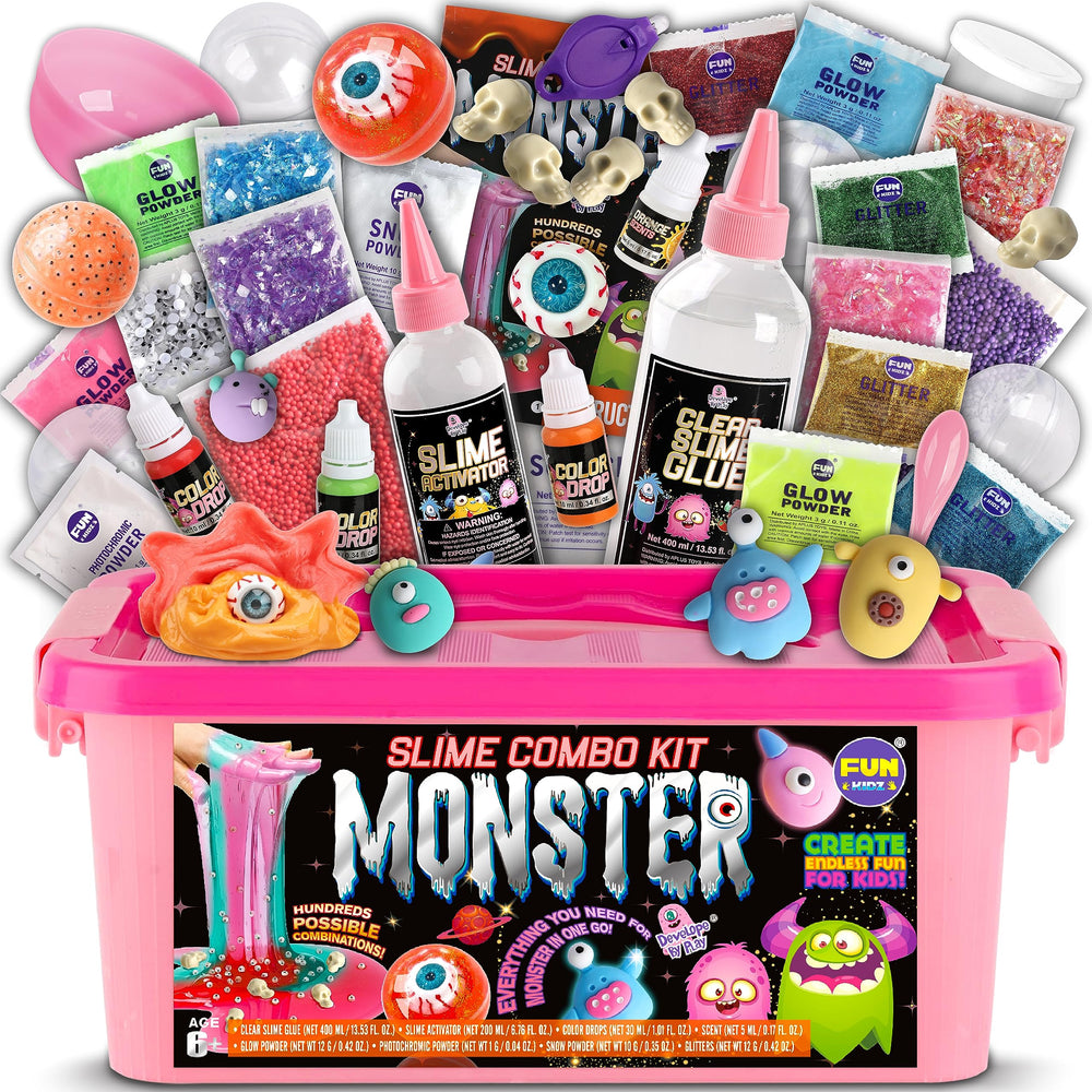 FUN KIDZ Halloween Monster Slime Kit glow image shows glow-ready slime for creative play