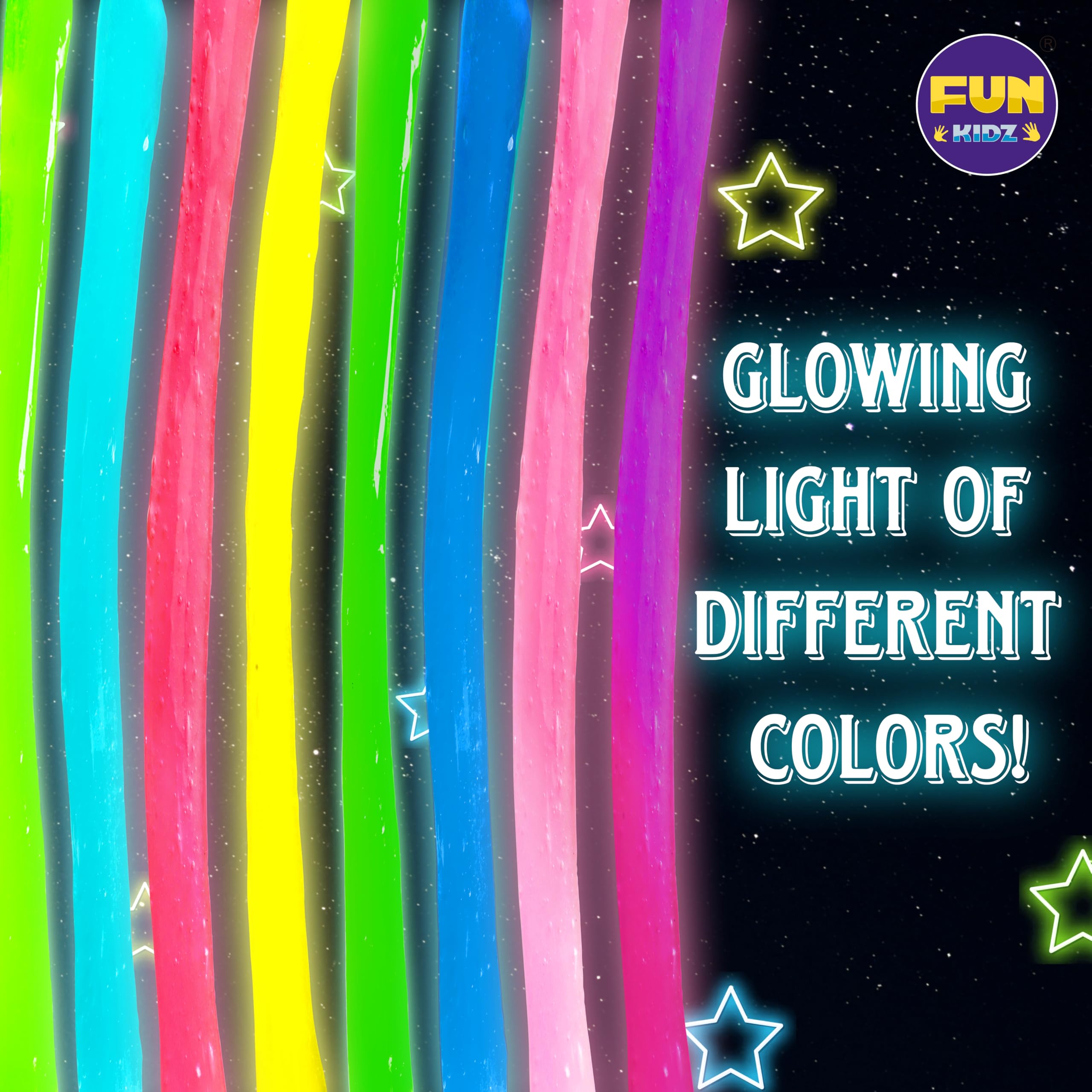 FUN KIDZ pink glow slime bottle adds colorful glow party vibes
