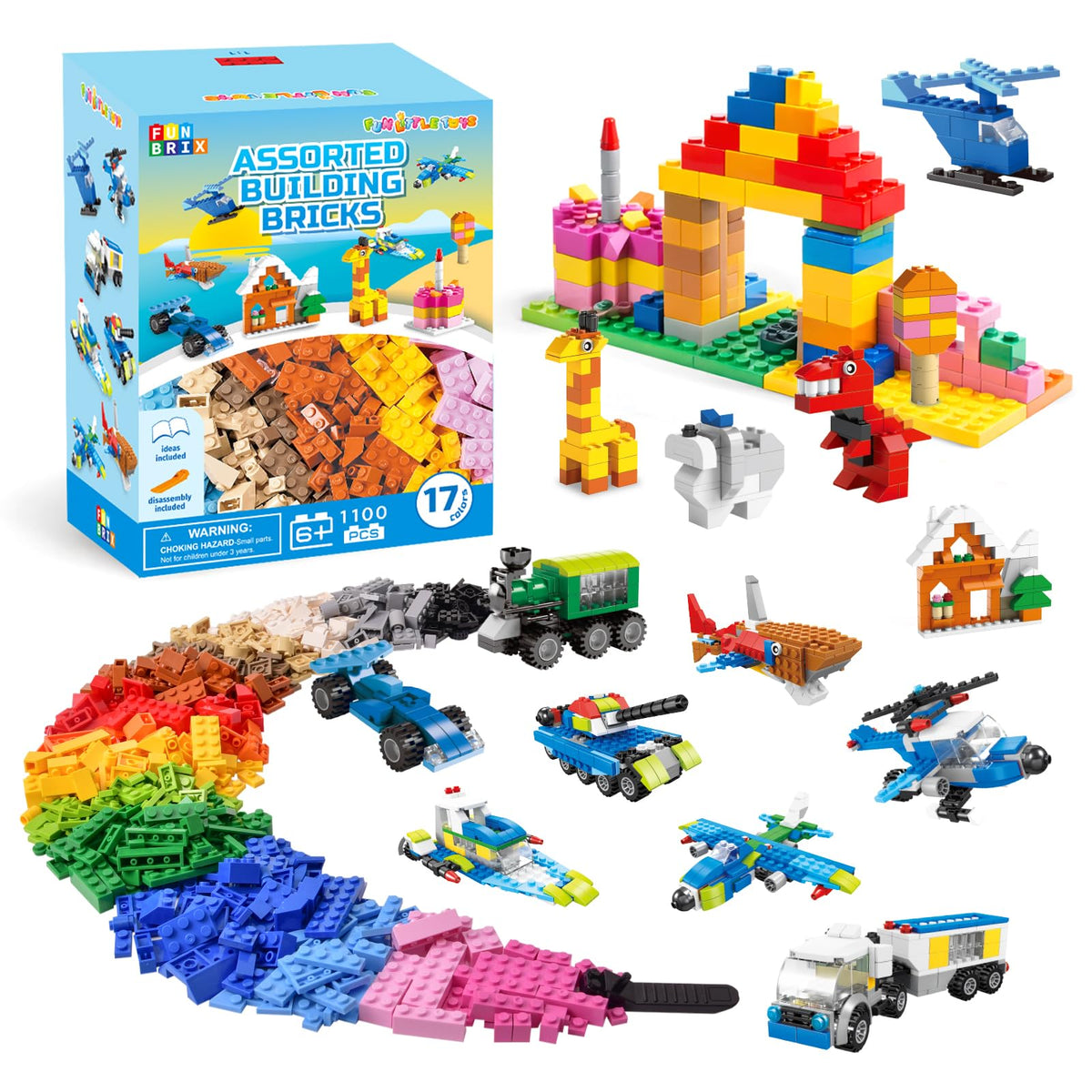 FUN LITTLE TOYS 1100-piece building blocks deliver durable creative play for kids.