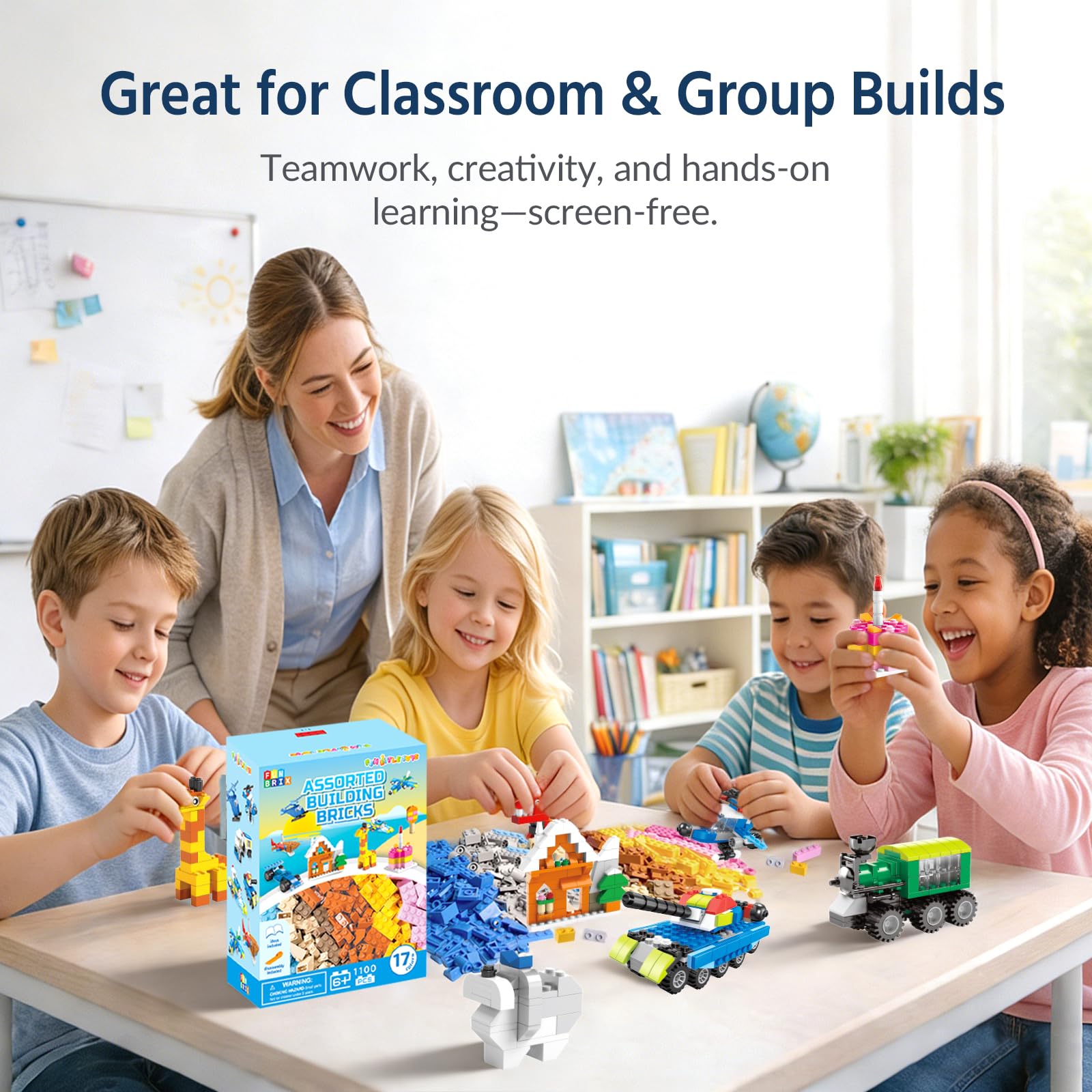 FUN LITTLE TOYS baseplate-compatible bricks integrate with standard bases for cohesive builds.