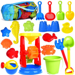FUN LITTLE TOYS Beach Toys 19-Piece Set helps kids build sandcastles and tactile play