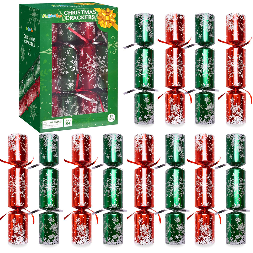 FUN LITTLE TOYS Christmas crackers 12-pack with no-snap design for safe fun