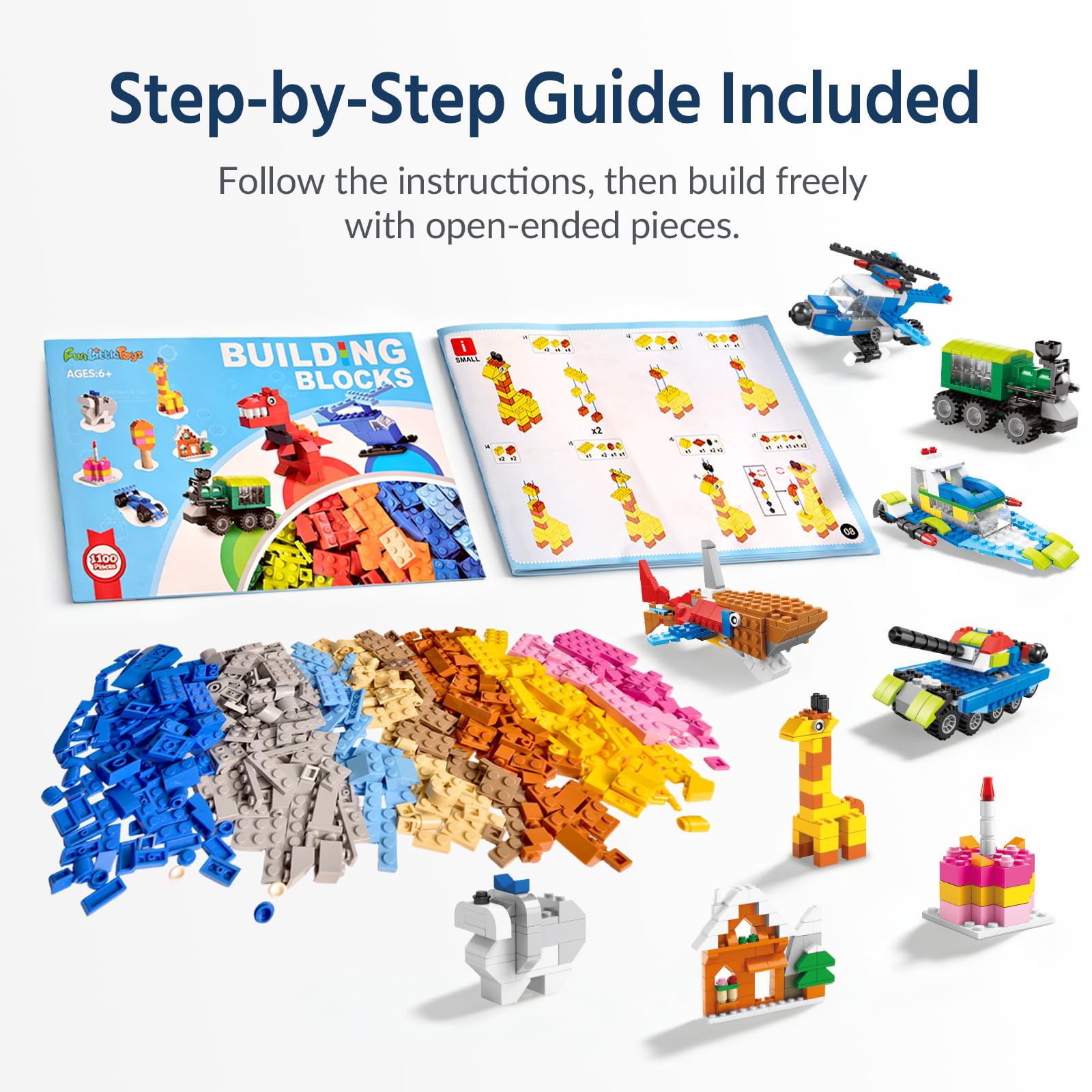 FUN LITTLE TOYS safe BPA-free non-toxic ABS bricks support repeated play.