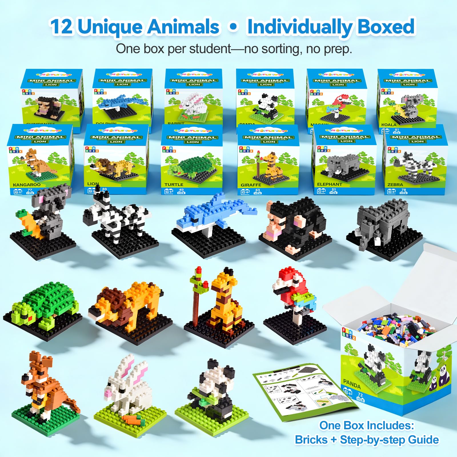FUN LITTLE TOYS individually boxed animals simplify party favors and gift-ready prizes.