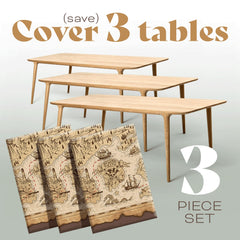 FUN RACCOON brown treasure map tablecloth close-up highlights durability for spills