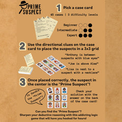 Fun Squared Games Prime Suspect case cards span beginner to expert stages for scalable brain challenges
