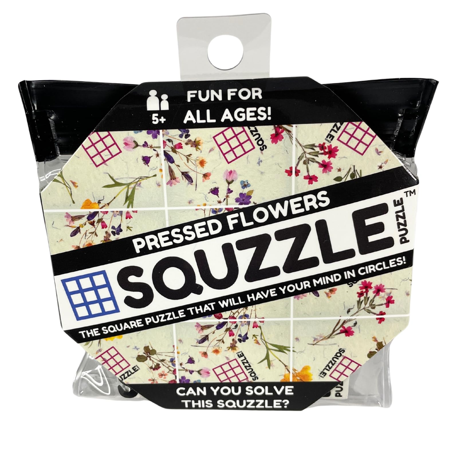 Fun Squared Games Squzzle pressed-flowers design shown in completed layout.