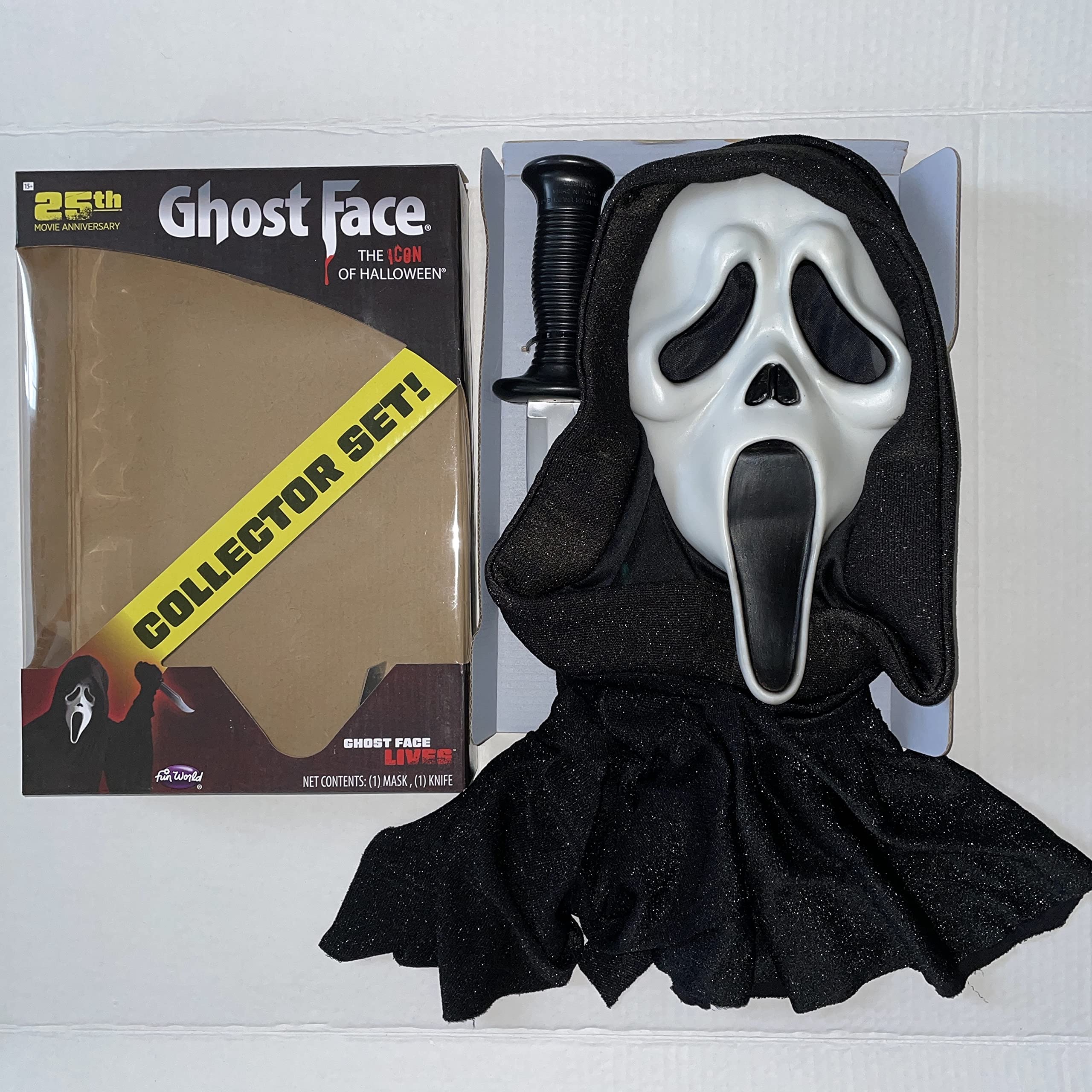 Fun World collector-display-stand holds the mask securely for shelves.