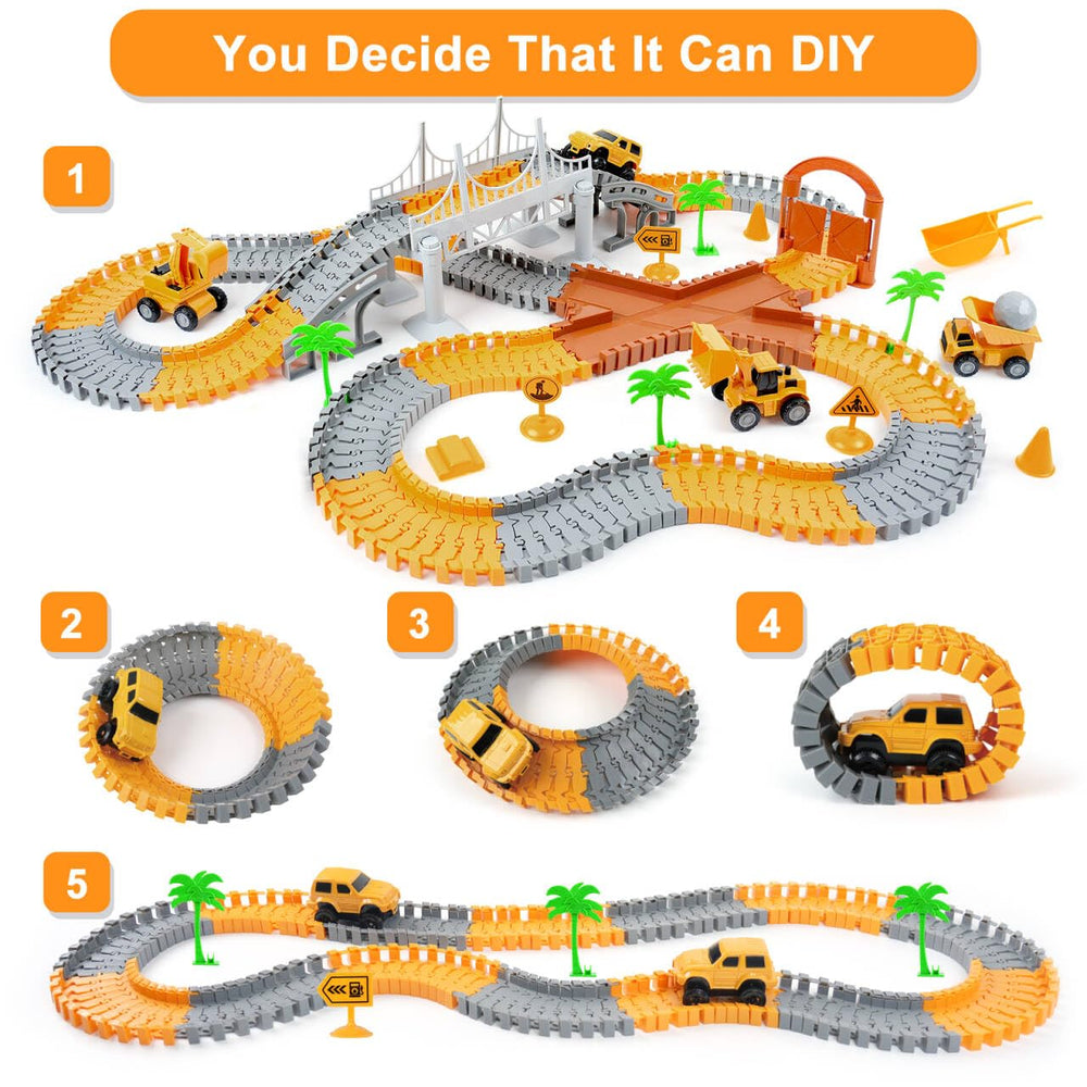 Funbud construction race track set 220+ pieces for varied configurations.
