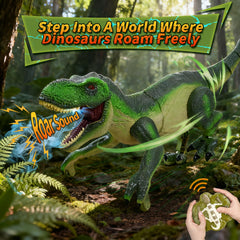 Funbud RC Dinosaur featuring 3D eyes to boost realism during imaginative explorations