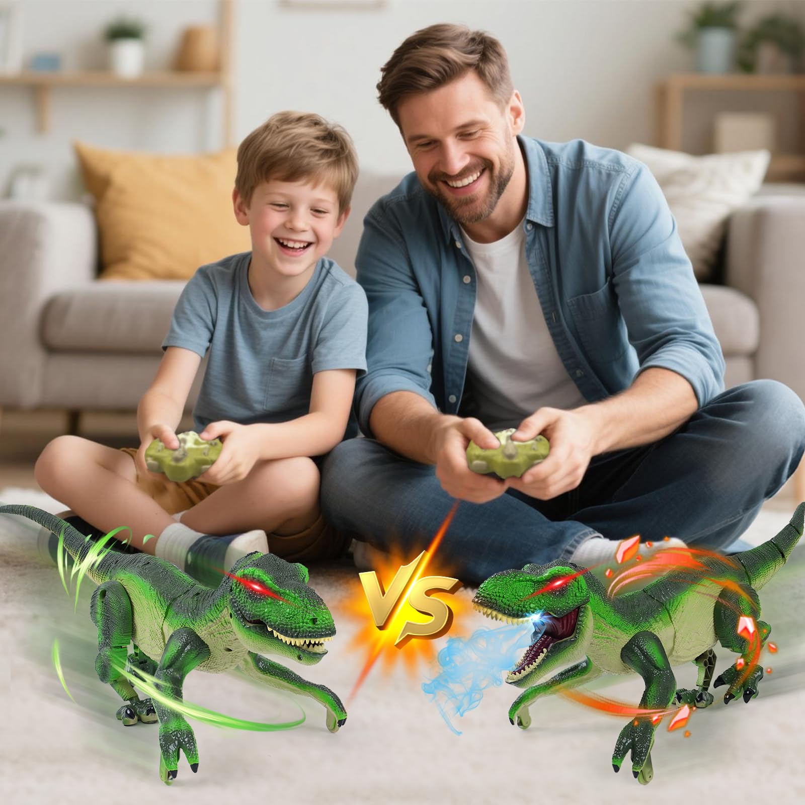Funbud RC Dinosaur back touch sensor responds to touch for interactive control
