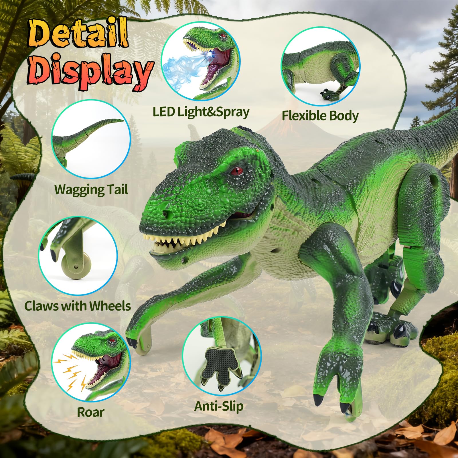 Funbud RC Dinosaur roars to bring pretend battles to life with excitement