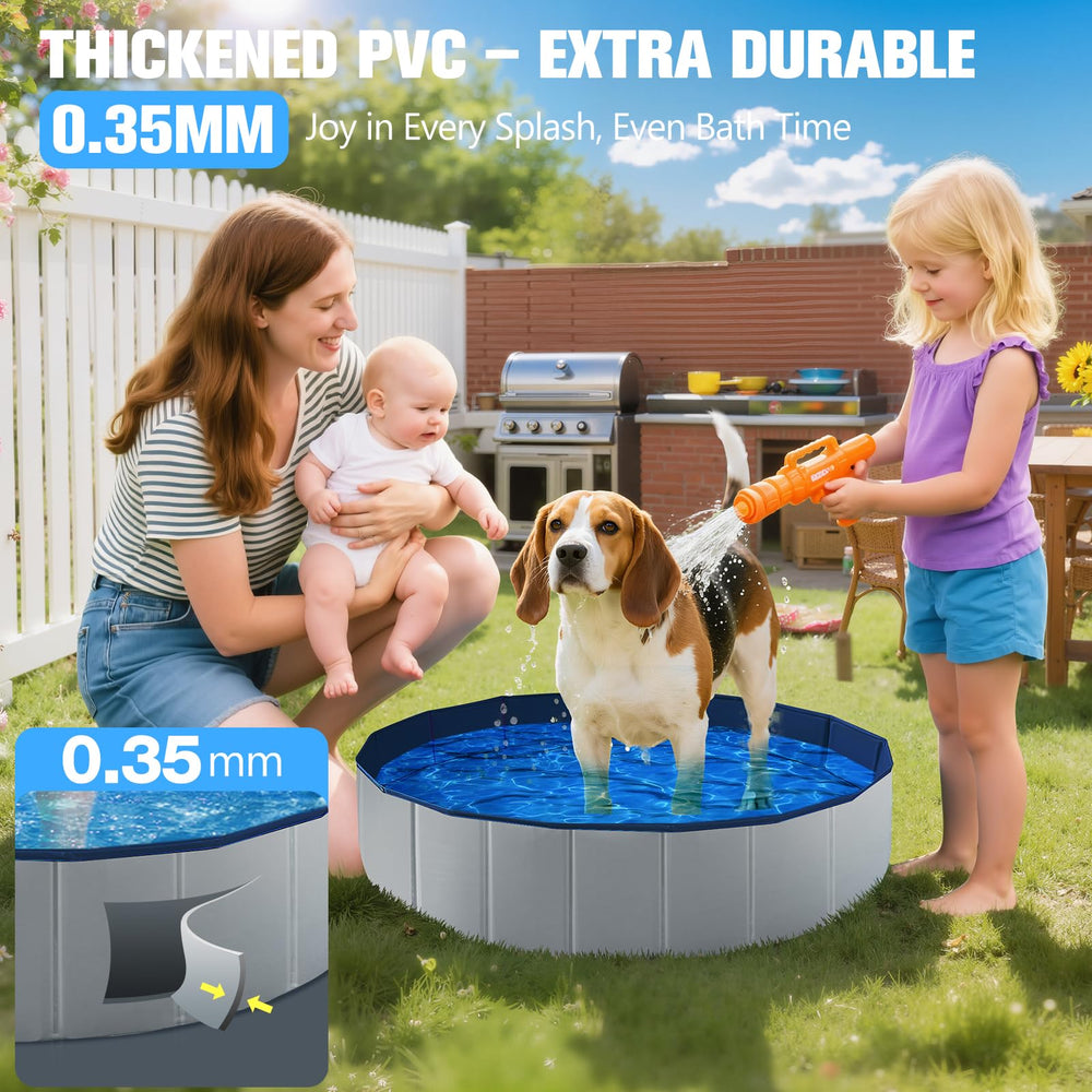 FunBy foldable dog pool versatile use as kiddie pool tub or sandbox