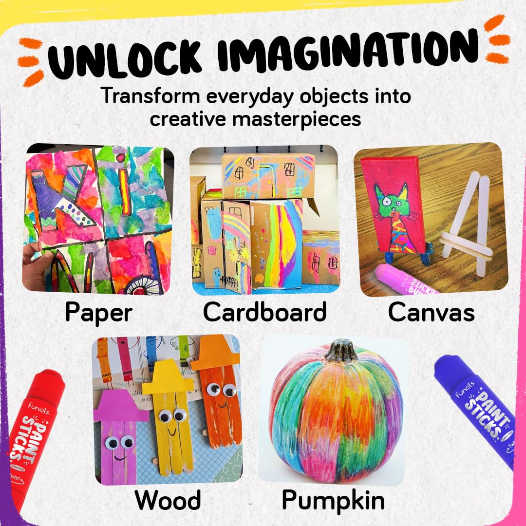Funcils non-toxic washable paint on hands demonstrates easy cleanup after crafts.