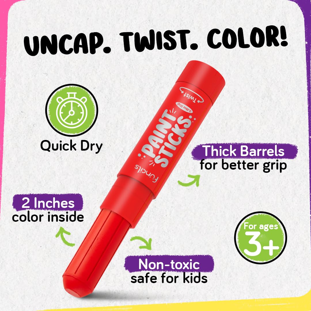 Funcils twist-to-draw action demonstrates easy, mess-free art for toddlers.