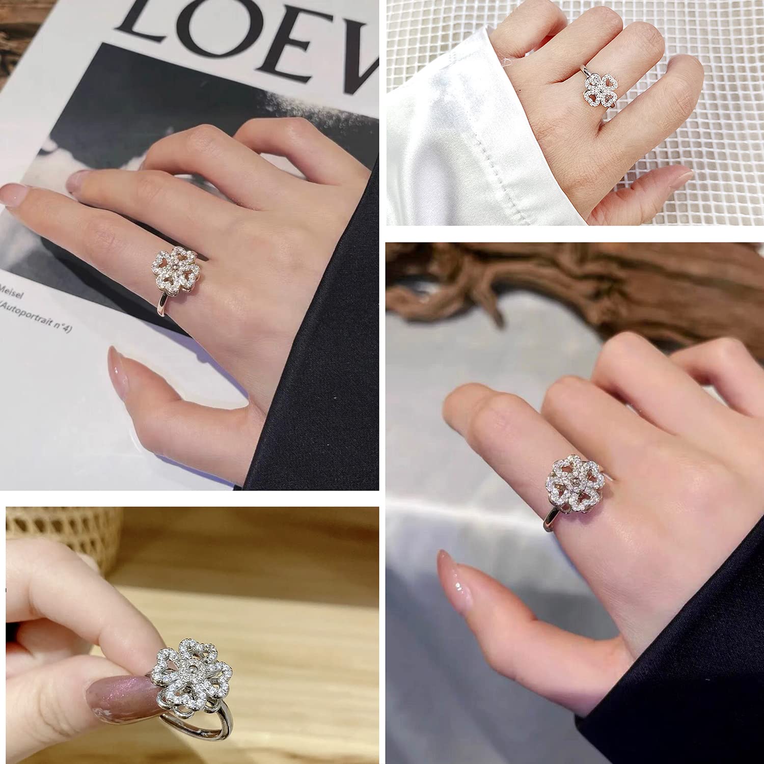 FUNEIA fidget ring with cubic zirconia for a sparkly, premium feel.