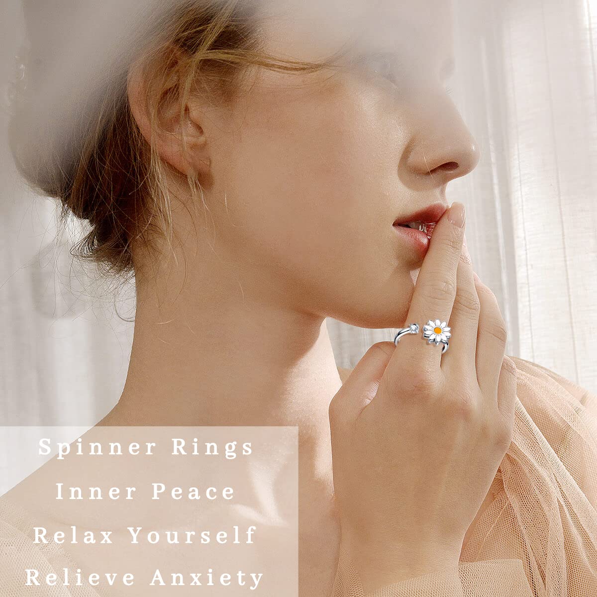 FUNEIA fidget ring moon star design for focus during tasks.